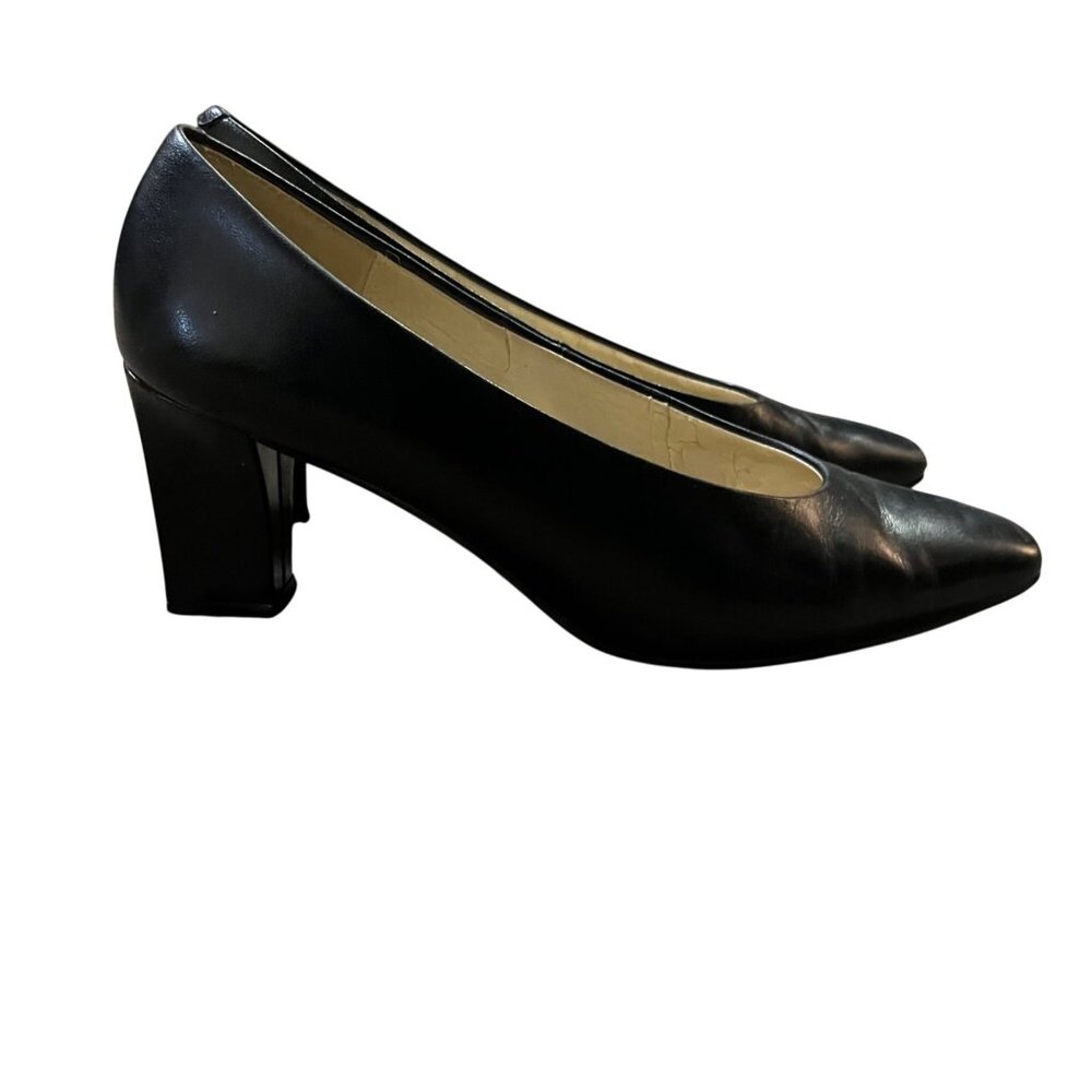 Vintage SRO Leather Heels Women’s 7.5M Blue Low Heel Pumps Used - Picture 12 of 16